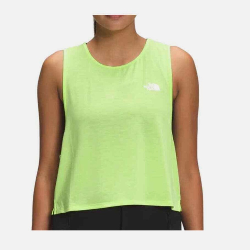 The North Face neon yellow/green cropped open back workout active shirt top